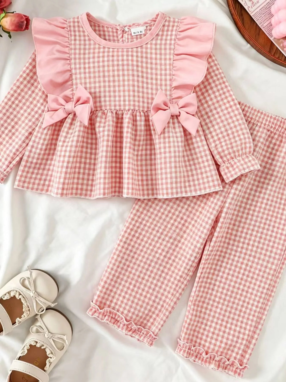 Children's Ruffled Plaid Top and Pants Set