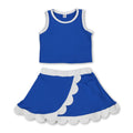Sleeveless blue white scallop girls team active wear set