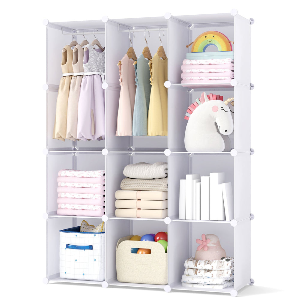 Modular Kids Wardrobe with 10 Cubes & Hanging Rod