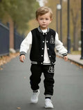 Boys' Black and White Letter "a" Varsity Jacket and Sweatpants